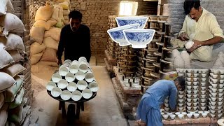 How Million Tea Bowls are made in Factory  Ceramics Factory Mass Production [upl. by Odlanyar]