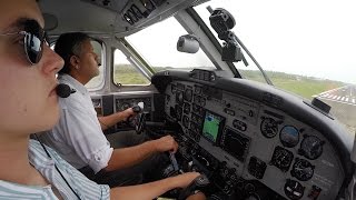 Belize King Air F90 Cockpit Landing MZBZ [upl. by Urban83]