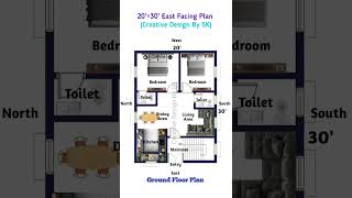 20×30 East Facing House Plan  2D Plan home homedesign house shorts [upl. by Heater]