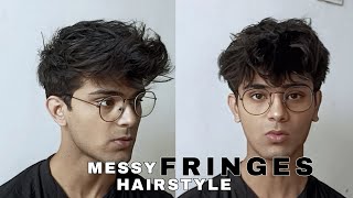 MESSY FRINGES HAIRSTYLE TUTORIAL without any product [upl. by Aroled]