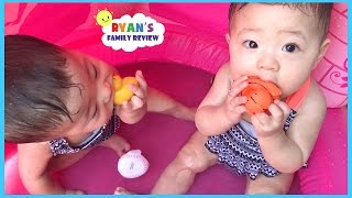 Babies and Kids Family Fun Pool Time with Rubber Ducky Ryans Family Review [upl. by Azrim160]