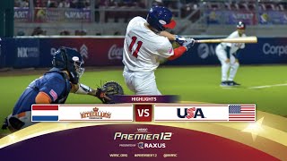 HIGHLIGHTS  Game 5 Netherlands vs USA  WBSC Premier12 2024 presented by RAXUS [upl. by Zakarias]