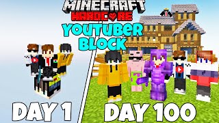 I Survived 100 Days On Youtuber One Block Minecraft Hardcore [upl. by Guinna]