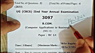 Computer Applications In Business Bcom 2nd year question paper 2023 annual examination  Hpu [upl. by Aiekam709]