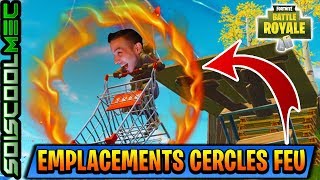 TOUS LES EMPLACEMENTS DES CERCLES ENFLAMMÉS  LES CHARIOTS amp VOITURETTES TUTO DÉFI FORTNITE BR [upl. by Anailuig433]