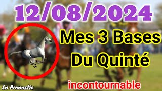 Pronostics PMU Mes 3 bases incontournable LUNDI 12 AOÛT 2024 Clairefontaine [upl. by Yasibit654]