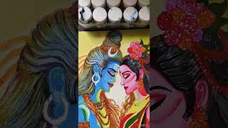 Shiv ji canvas drawing shorts art drawing maa painting [upl. by Euqinahs]