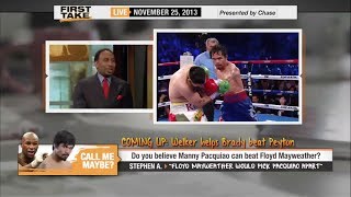 ESPN First Take  Floyd Mayweather will Destroy Manny Pacquiao even after beating Tim Bradley amp Rios [upl. by Netsew]