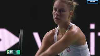 Sara Sorribes Tormo vs Magda Linette Highlights  Billie Jean King Cup 2024 [upl. by Harding666]