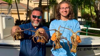 Islamorada Florida Keys  Lobsters Founders Park Plantation Yacht Harbor Marker 88 [upl. by Anabal]