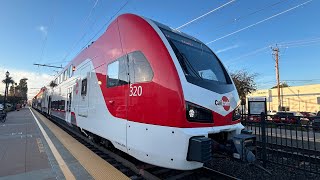 Caltrain action at Burlingame Station with Stadler KISS EMU [upl. by Jentoft]