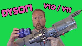 Dyson V10  V11  How To Empty The Canister Clean The Filters and the Powerhead [upl. by Gnol]