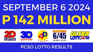 Lotto Result Today 9pm September 6 2024  PCSO Complete [upl. by Dloraj159]