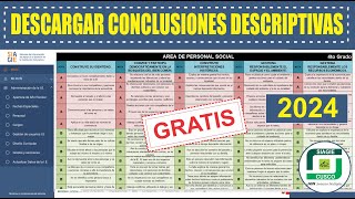 Ejemplos CONCLUSIONES DESCRIPTIVAS 2024  Editables para Siagie  para Copiar y Pegar [upl. by Nicholle197]