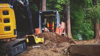 Operating a John Deere 35G Mini Excavator amp Kubota SVL 75 Track Skid Steer  RESIDENTIAL LANDSCAPING [upl. by Yarod29]