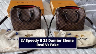 Authentic vs Fake Louis Vuitton Speedy B 25 Damier Ebene Comparison [upl. by Nannah]