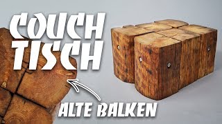 Couchtisch selber bauen  DIY upcycling Anleitung zum selber machen aus alten Holzbalken  EASY ALEX [upl. by Avehstab975]