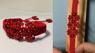 how to make bracelet without elastic thread｜bracelet ideas with beads｜handmade bracelet with thread [upl. by Elleuqar548]