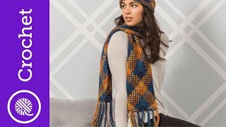 Easy Planned Pooling  Plaid Fringe Scarf Righthanded Linen or Moss Stitch [upl. by Amimej]