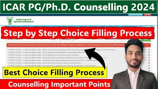 ICAR Counselling 🔥PGPHd Choice Filling Process ✌️ Step by step process 😍 Important Points ✅ [upl. by Yeltneb949]