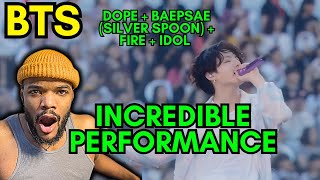 BTS  Dope  Baepsae Silver Spoon  Fire  Idol  Live Performance [upl. by Lowell]