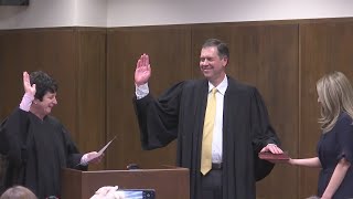 WATCH Montgomery County swears in new judge [upl. by Aldon358]