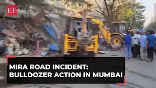 Mira Road incident Bulldozer action in Mumbai illegal encroachments razed by Municipal Corporation [upl. by Nnaeirb]