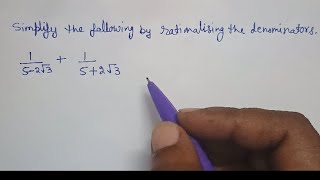 simplify the following by rationalising the denominator 9th class important Question [upl. by Norrv231]