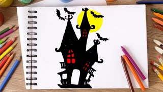 Easy Drawing  Witcher House 🧹👻 Happy Halloween Day [upl. by Lula353]