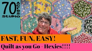 FAST FUN EASY Beginner Friendly Quilt as you Go Hexies [upl. by Sufur]