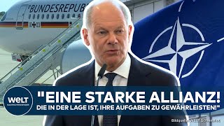 75 JAHRE NATO Statement Scholz quotIn Deutschland Sicherheit Demokratie und Freiheit garantiertquot [upl. by Moishe]