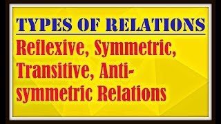 Types of Relations  Reflexive Symmetric Transitive and Antisymmetric Relation  mathematicaATD [upl. by Sascha]