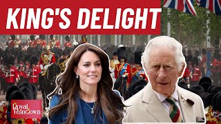 King Charles Sweet Reaction to Kate Middletons Trooping the Colour Return [upl. by Sucramat]