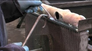 Recoring a Jaguar Etype radiator with an upgraded copper and brass core [upl. by Kisung]