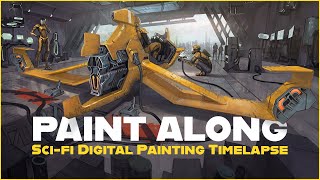 Paint along Digital painting timelapse🎨SciFi Speeder in Photoshop 🚀 [upl. by Darooge829]