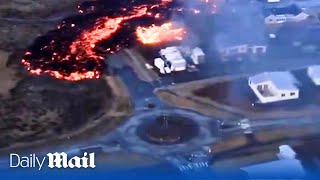 Iceland faces worst volcanic damage as lava burns homes in Grindavik [upl. by Roch90]