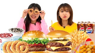 롯데리아 햄버거 오징어링 토네이도 쉐이크 Lotteria Hamburger Squid Ring Tornado Shake 🍔🍿 [upl. by Berky]