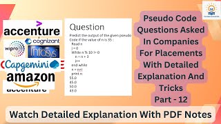 Capgemini pseudocode Questions  Infosys Accenture Part 12 itjobs pseudocode interviewquestions [upl. by Blancha]