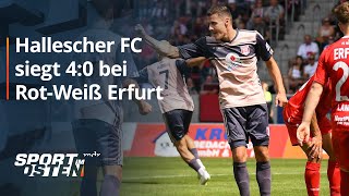 Starkes Statement Hallescher FC siegt deutlich bei RotWeiß Erfurt  Sport im Osten  MDR [upl. by Simone159]