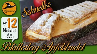 Schneller Blätterteig Apfelstrudel in 12 Minuten   ohne Backzeit [upl. by Ecirtram163]