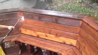 How to properly strip wash power wash wood deck with chemicals to remove old finish [upl. by Kory970]