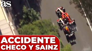 El ACCIDENTE de CHECO PÉREZ y CARLOS SAINZ en el GP de AZERBAIYÁN  FÓRMULA 1 [upl. by Ganny]