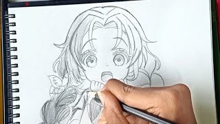 Cute Girl Mitsuri Kanroji sketch 💕 [upl. by Tana]