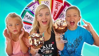 MYSTERY WHEEL ICE CREAM SUNDAE CHALLENGE SIS vs BRO  SoCassie [upl. by Witha842]