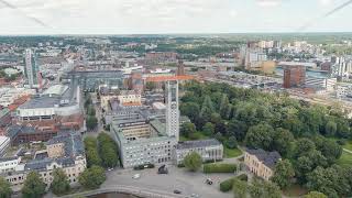 Vasteras Sweden Panorama of the city with the town hall Summer day Stable Aerial View Point [upl. by Sinegold]