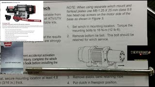 ATV Warn Winch Installation Tip  Tie Bolt Part  22 Should Be Removed After Mounting Winch BY KVUSM [upl. by Haleelahk876]