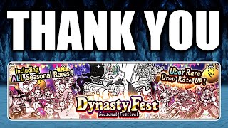 THANK YOU DYNASTY FEST  Battle Cats [upl. by Naoh829]