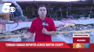 Apparent tornado damage seen near downtown Rogers Arkansas [upl. by Monk680]