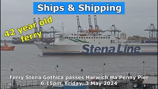 42 Year Old Ferry Stena Gothica passes HaPenny Pier Harwich Friday 3 May 2024 [upl. by Dixie201]