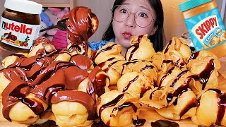 스키피 누텔라 프로피테롤🍫 땅콩버터 초코잼 크림 베이비슈 디저트 먹방 Dessert Mukbang [upl. by Hailat]